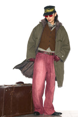 TRECLUB Retro Faux Fur Lining Oversized Parka