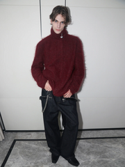 ASSEEN Asym-Zip Glitter Mohair Cardigan