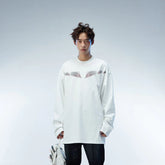 WHISTLEHUNTER Misaligned Hallucination Faux Leather Logo L/S Tee