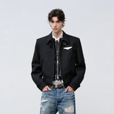 FACEONLAB Cropped Harrington Zip Jacket Black