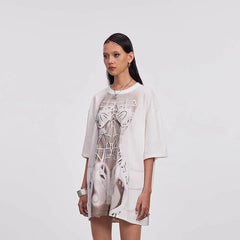 DAMAGE ASIA Skeleton Corset Full-Print T-Shirt