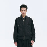 CATSSTAC Leather Panel Stand Collar Jacket