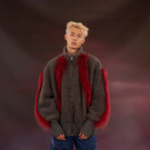 KADAKADA Faux Fur Spliced Oversized Fleece Jacket