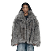 VANN VALRENCÉ Plush-Collar Volume-Fit Faux Fur Coat