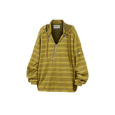 RELABEL Striped Asym Half-Zip Knit Hoodie