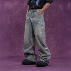 CLP Diamond Arc Washed Wide-Leg Jeans