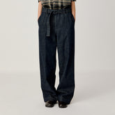 OPICLOTH Essential Washed Belted Wide-Leg Jeans