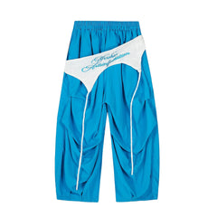 CLP Layered Crinkled Waist-Panel Parachute Pants