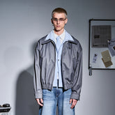 455EMBLE Double-Layered Stand-Collar Jacket