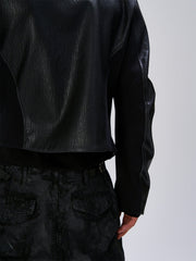 FLYERRER Structured Panel Faux Leather Biker Jacket