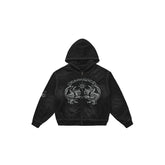 LUUUCAM Retro Studded Zip Hoodie