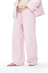 VANN VALRENCE Washed Beaded Double-Knee Trousers