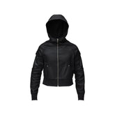 RECOVER ZONE Distressed Rivet PU Cropped Jacket
