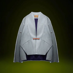 XIPHEVIL Deconstructed Utility Faux Suede Daoist Robe White