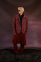 KADAKADA Swallowtail Rivet Zipper Faux Leather Jacket