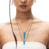 SCHWARZGOLD Layered Bullet Pendant Necklace Blue