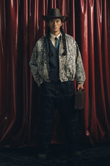 TRECLUB Distressed Leopard Full-Print Bomber Jacket