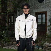 FLYERRER Thorned Eye Graphic Faux Leather Jacket