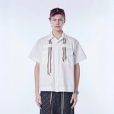 ASSEEN Cord Tassel Pocket Half Shirt