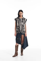 VANN VALRENCE Washed Grunge Paint Multi-Pocket Vest
