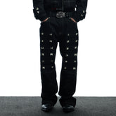 DND4DES Studded Raw Denim Flare Jeans