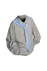 RELABEL Striped Sailor Collar Tie Sweatshirt