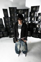 PCCVISION Washed Spliced Wrinkled Baggy Jeans
