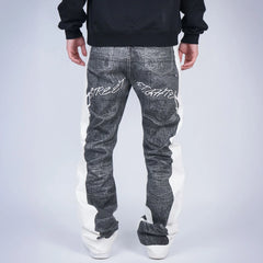 VINKID Faux-Layered Dove Graphic Contrast Panel Jeans