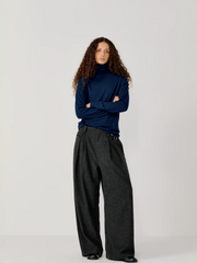 OPICLOTH Herringbone Pleated Wool-Blend Trousers