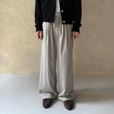 IN EXISTENCE Pleated Belted Wide-Leg Trousers
