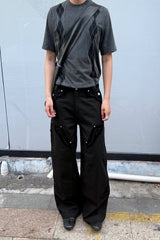 ESAIAS Rune Embroidered Velvet Panel Pants