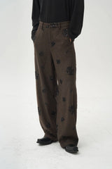 ORAL UTOPIA Embellished Sequin Embroidery Curved Pants