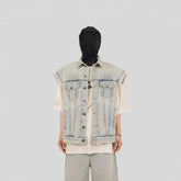 UNDERWATER Raw Edge Washed Denim Vest