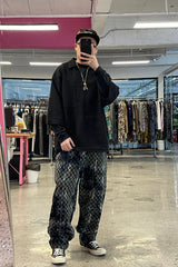 ME DA IGUAL Tie-Dye Washed Camo Checks Elastic Pants