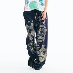 1997 POSTOFFICE Tribal Spiral Beaded Drawstring Sweatpants
