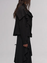 ILNya Nieternite Nifutur Layered Ruffle Wool-Blend Scarf-Wrap Coat
