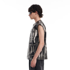 VANN VALRENCE Washed Grunge Paint Multi-Pocket Vest