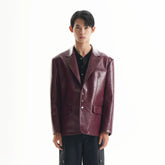 ORAL UTOPIA Glossy PU Blazer Ancora Red
