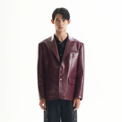 ORAL UTOPIA Glossy PU Blazer Ancora Red
