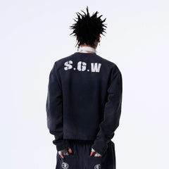 SAVAGEGROWTHWORLD No.5 Distressed Long-Sleeve Tee