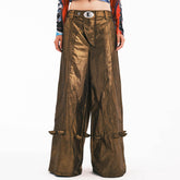 EMBRYO Metallic Devil Horned Wide-Leg Pants