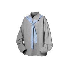RELABEL Striped Sailor Collar Tie Sweatshirt