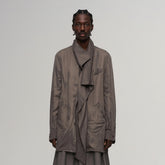 ILNya Nieternite Nifutur Asym Layered Wrap-Collar Shirt Coat Gray