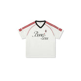 BONELESS Stripe Contrast V-Neck LOGO Jersey