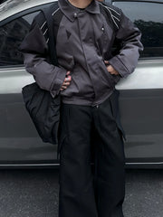 ESAIAS Satin Contrast Panel Puffer Jacket