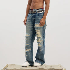 DND4DES Ripped Studded Flared Jeans