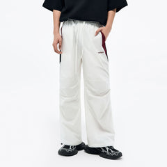 OVERLAPS Contrast Panel Crinkled-Knee Track Pants