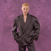 CLP Satin Double-Breasted Oversized Blazer