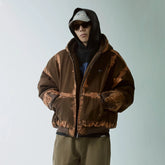 F2CE Brushed Stitch Distressed Hooded Cotton-Padded Jacket