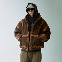 F2CE Brushed Stitch Distressed Hooded Cotton-Padded Jacket